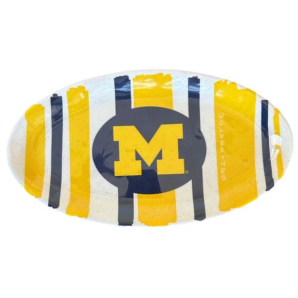 University of Michigan Wolverines Striped 12 in Serving Platter by Magnolia Lane - Picture 1 of 5